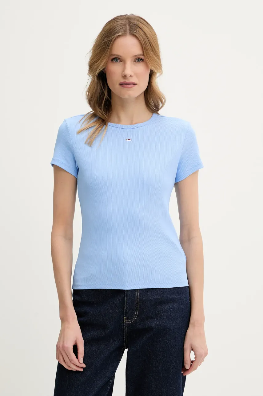 Levně Tričko Tommy Jeans modrá barva, DW0DW17383