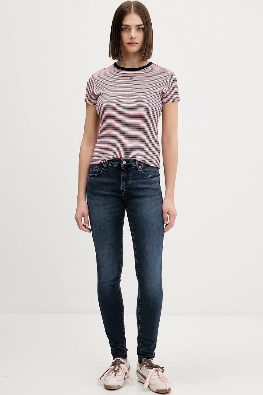 Tommy Jeans βασικό t-shirt γυναικείο βαμβακερό με ελαστάν