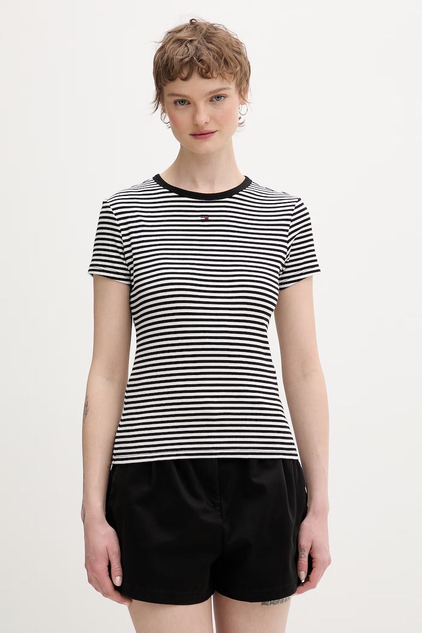 Tommy Jeans t-shirt basic Γυναικείο βαμβακερό με ελαστάν