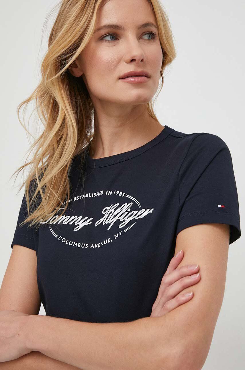 Levně Bavlněné tričko Tommy Hilfiger tmavomodrá barva, WW0WW41039