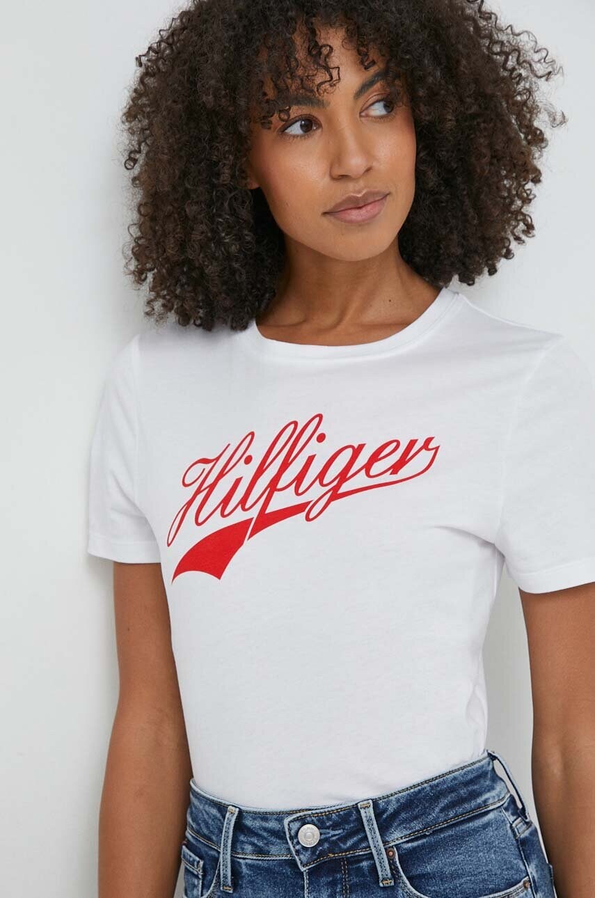 

Хлопковая футболка Tommy Hilfiger женский цвет белый