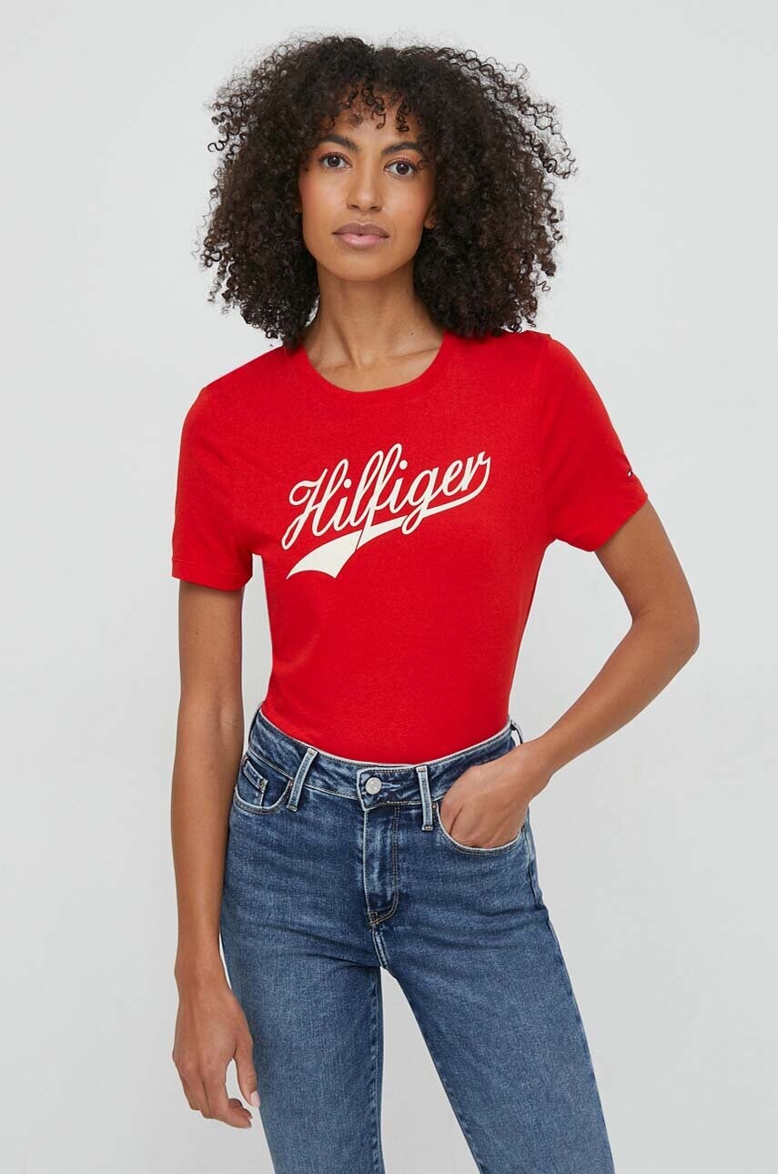 

Хлопковая футболка Tommy Hilfiger женский цвет красный
