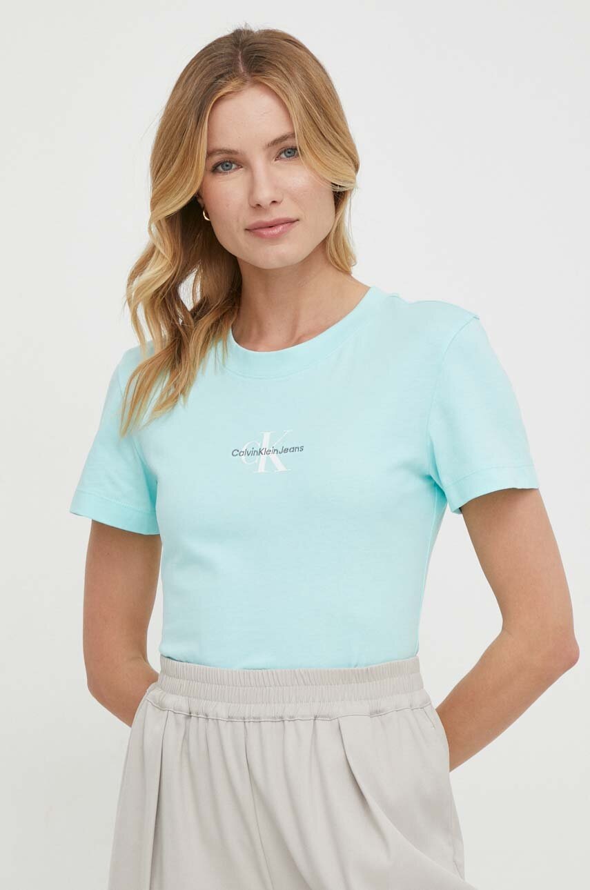 

Памучна тениска Calvin Klein Jeans в синьо J20J222564, Син