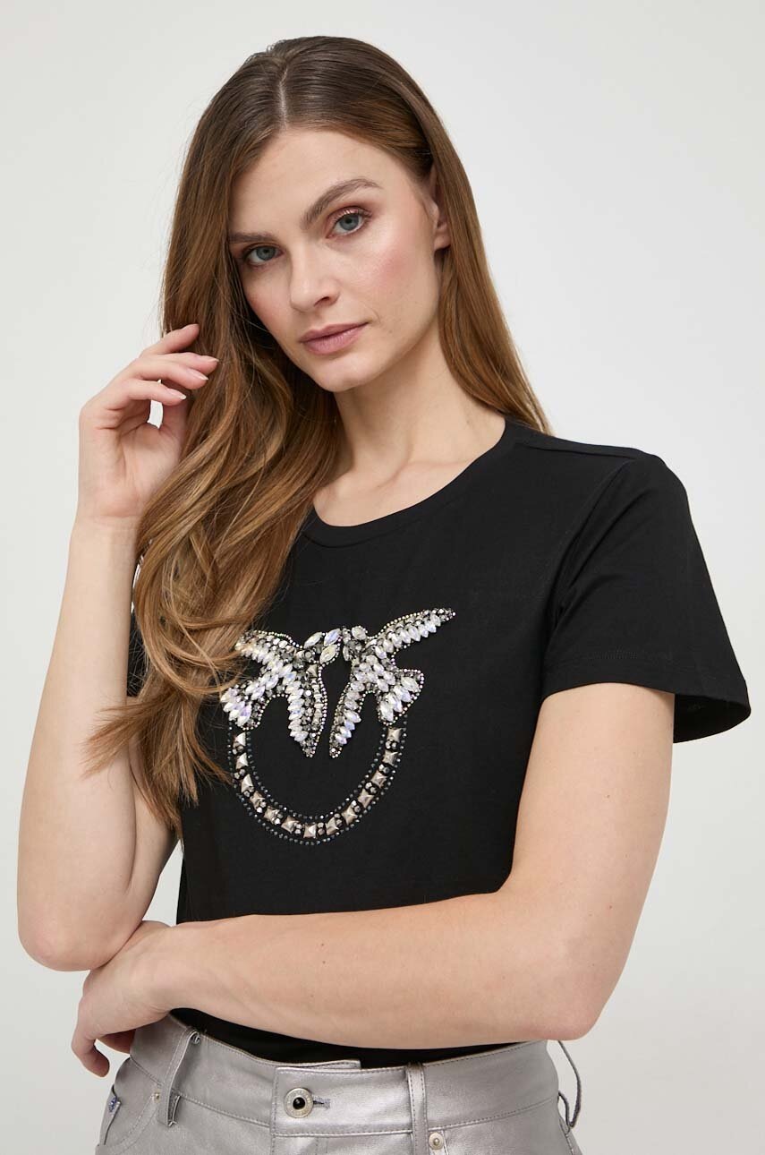 

Памучна тениска Pinko в черно 100535.A1R7, Черен