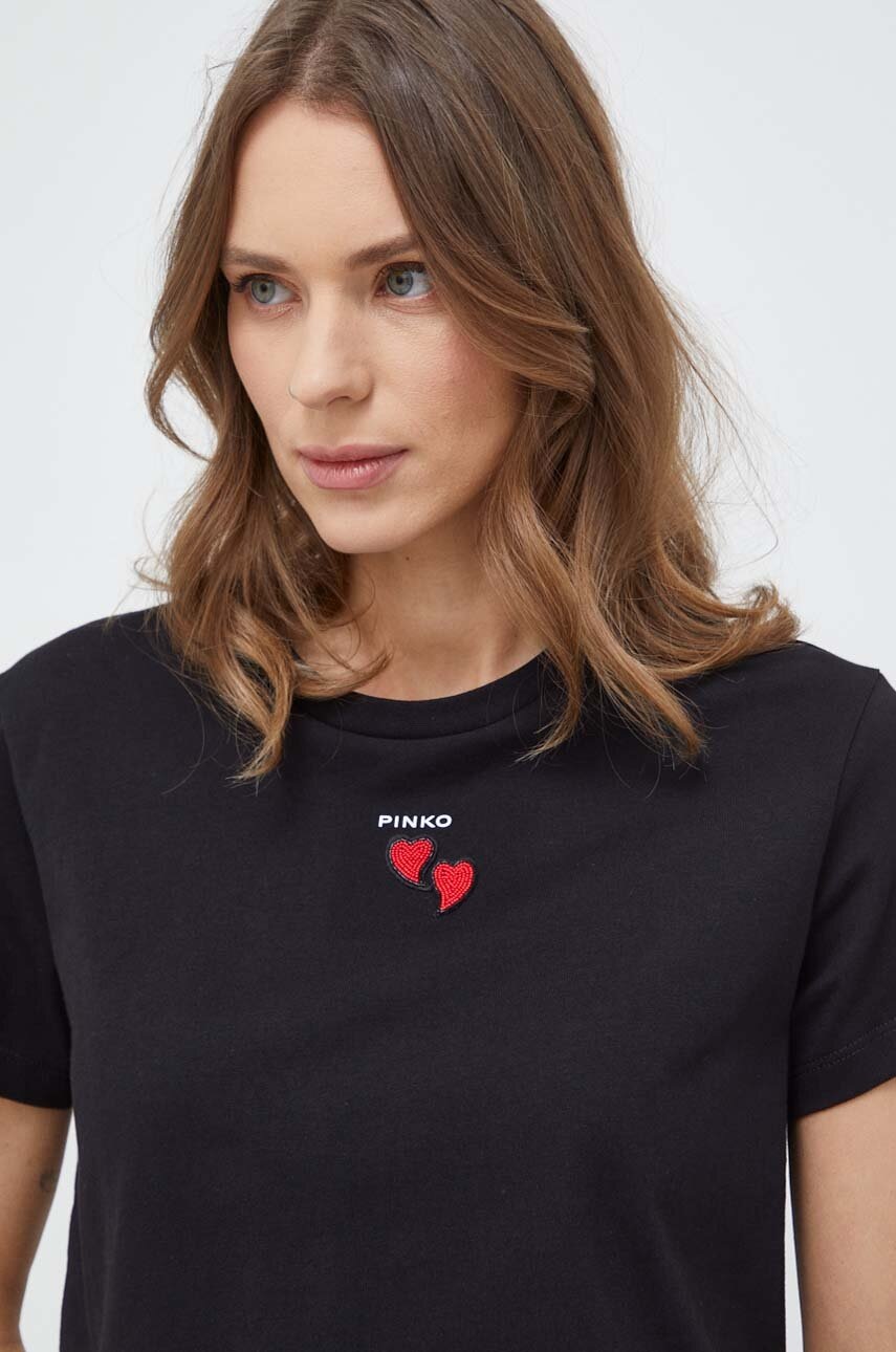 

Памучна тениска Pinko в черно 100789.A1P8, Черен