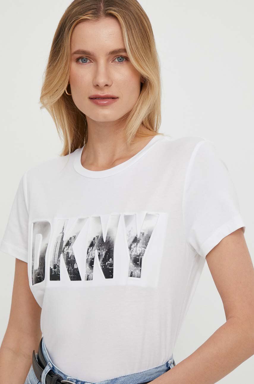 Dkny tricou femei, culoarea alb, P4AHUWNA