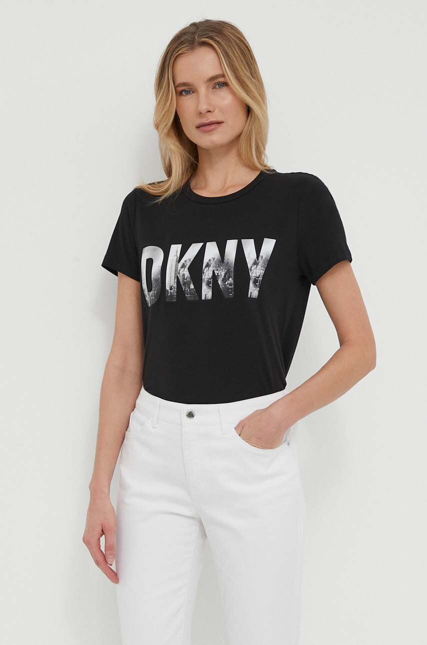 Dkny tricou femei, culoarea negru, P4AHUWNA