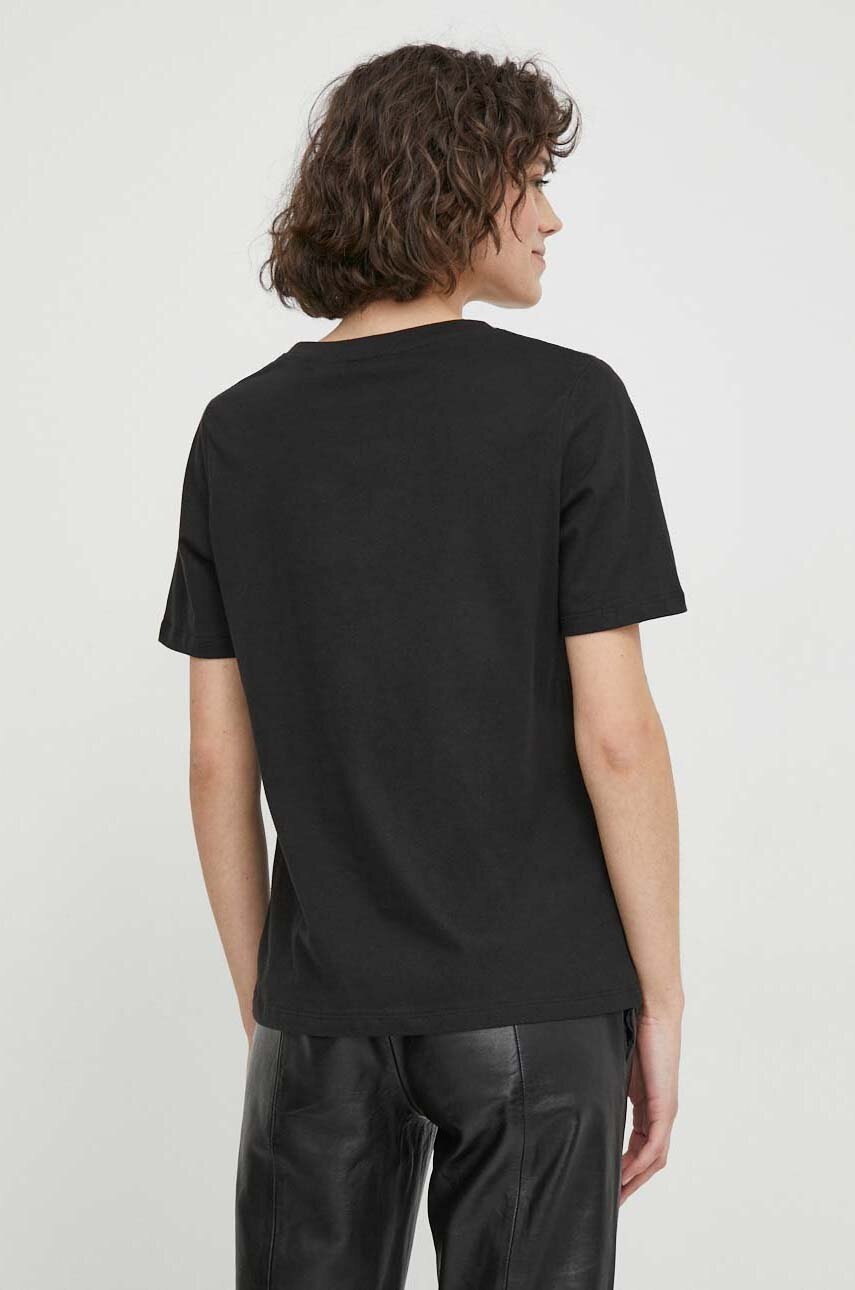 Βαμβακερό μπλουζάκι DKNY γυναικεία, χρώμα: μαύρο φωτογραφία