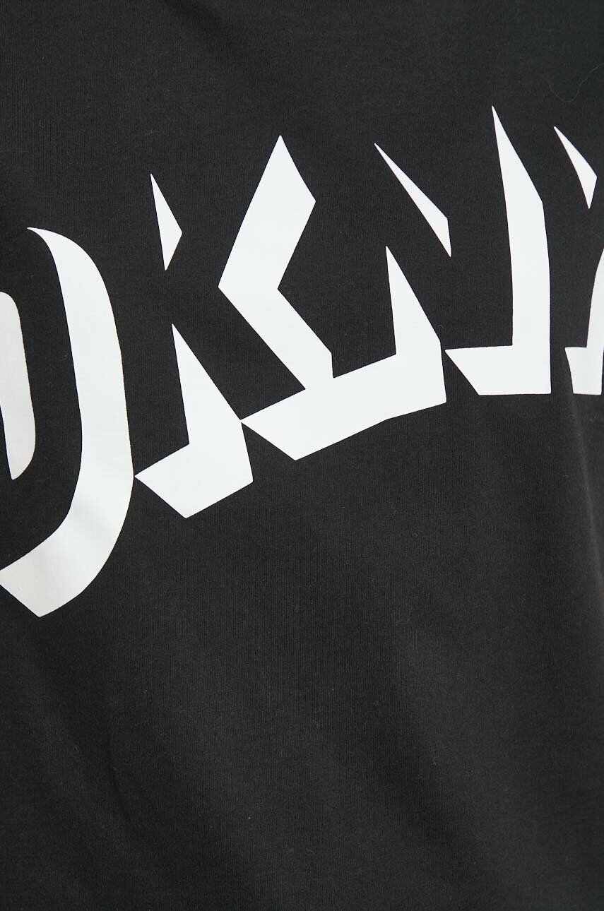 Βαμβακερό μπλουζάκι DKNY γυναικεία, χρώμα: μαύρο φωτογραφία