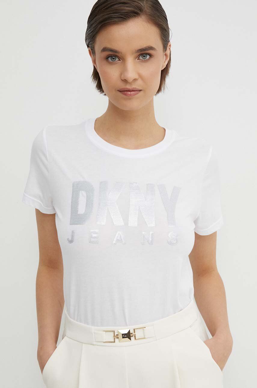 Dkny tricou femei, culoarea alb, DJ4T1050