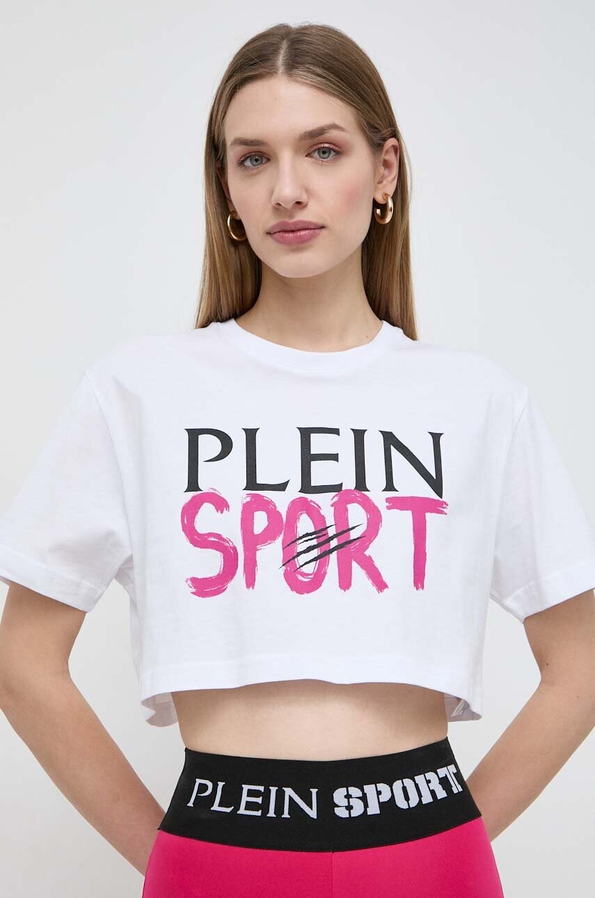 PLEIN SPORT tricou din bumbac femei, culoarea alb