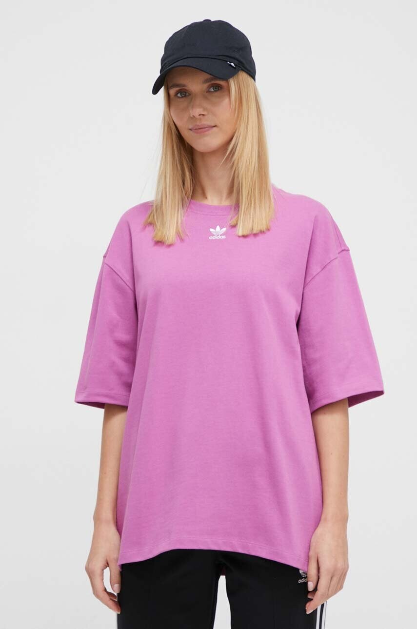 

Хлопковая футболка adidas Originals Adicolor Essentials женская цвет розовый IR5924