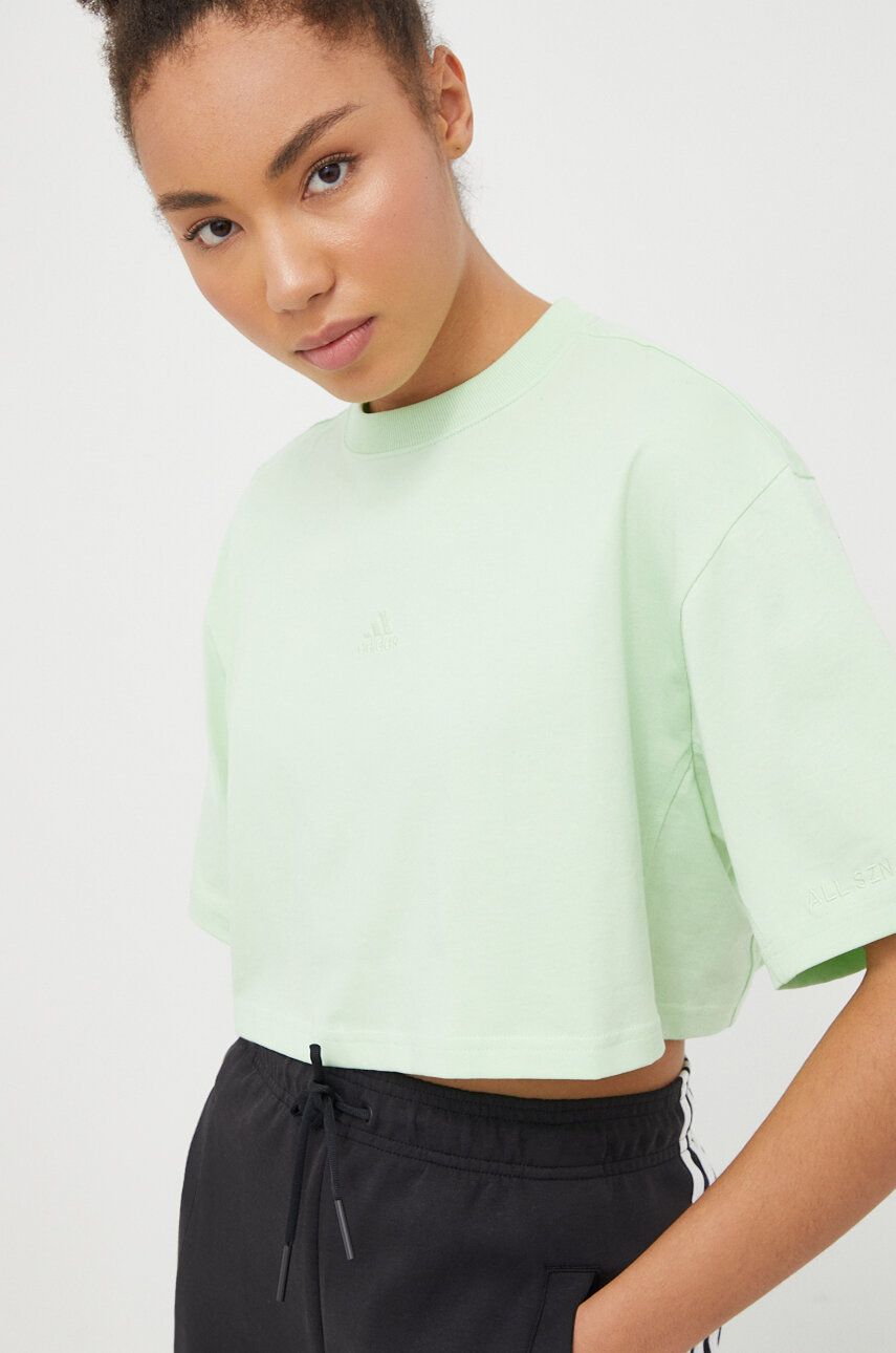 adidas tricou din bumbac femei, culoarea verde IR8871