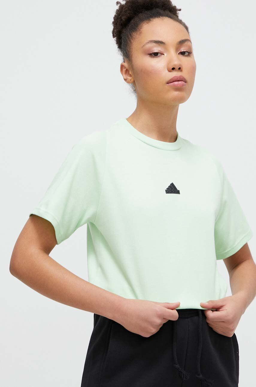 adidas tricou Z.N.E femei, culoarea verde IS3921
