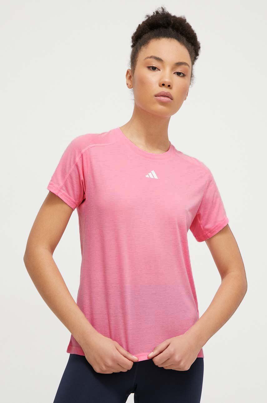 adidas Performance tricou de antrenament Training Essentials culoarea roz IS3957