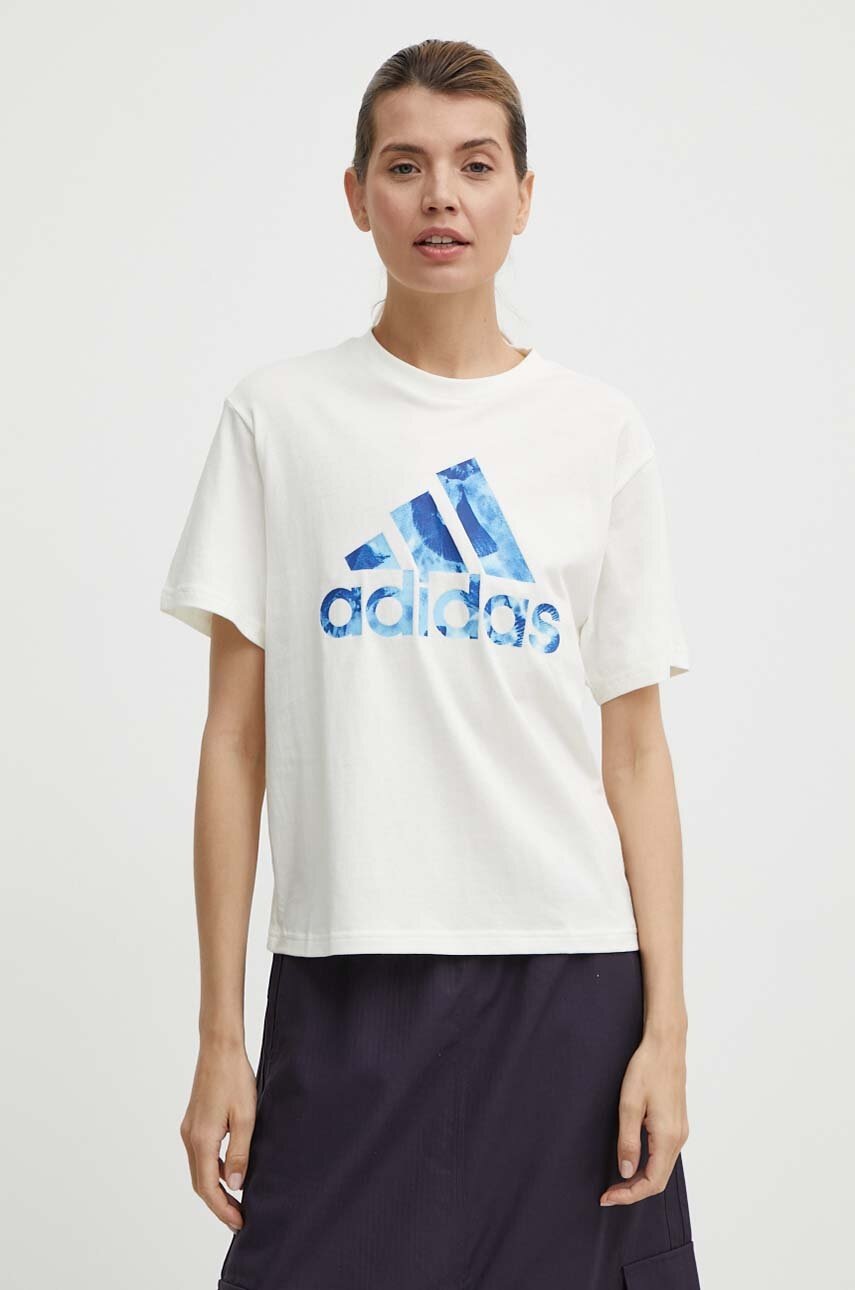 

Памучна тениска adidas в бежово IS4258, Бежов