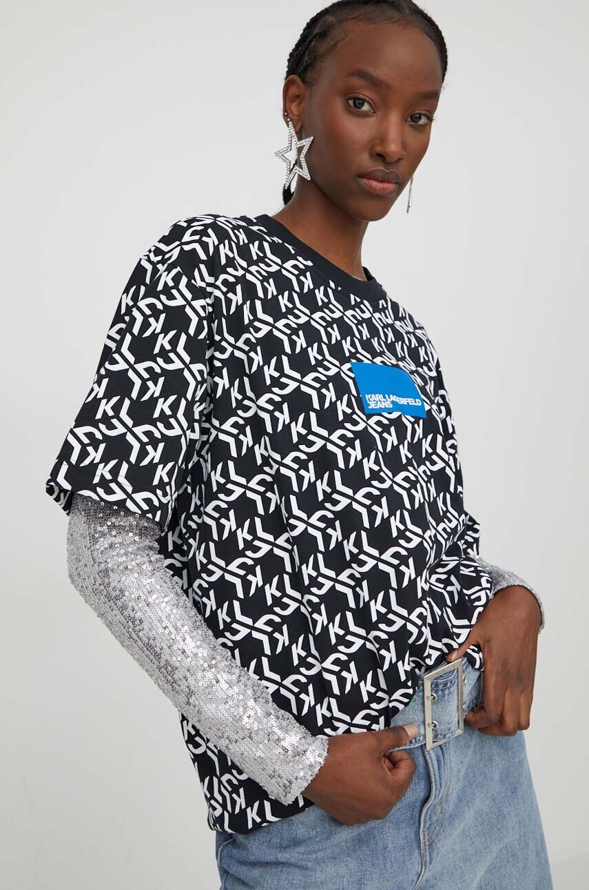 

Хлопковая футболка Karl Lagerfeld Jeans женский цвет чёрный