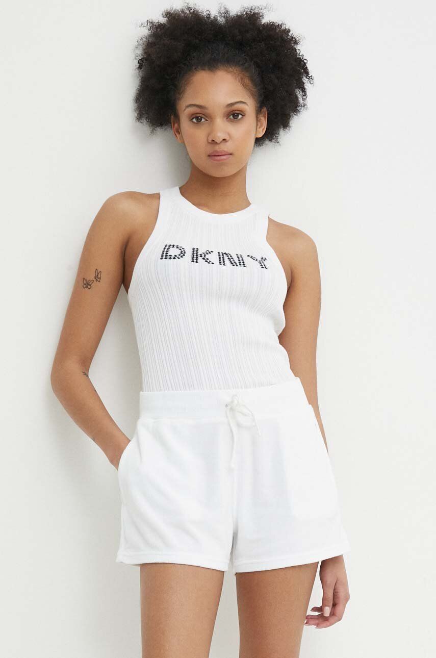 Bombažen Top Dkny HEART OF NY Bela Barva, D2B4A128