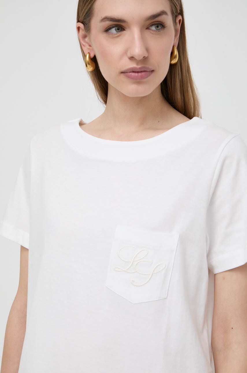 Luisa Spagnoli tricou din bumbac femei, culoarea alb