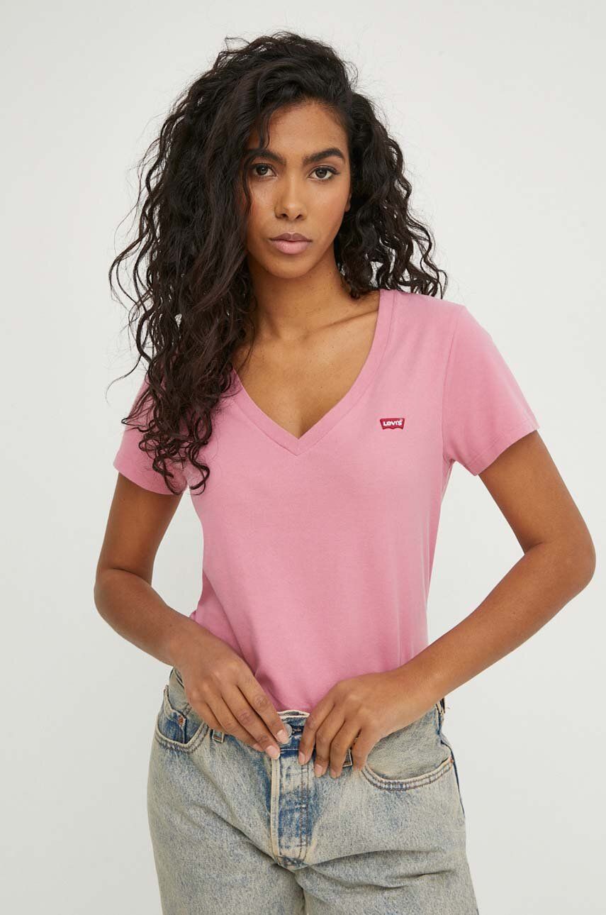 Levi's tricou din bumbac femei, culoarea roz