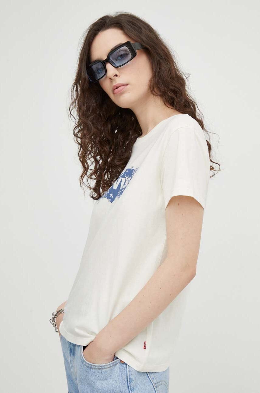 Levi's tricou din bumbac femei, culoarea bej