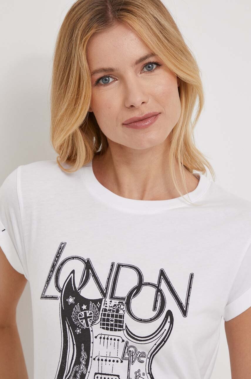 

Хлопковая футболка Pepe Jeans женский цвет белый