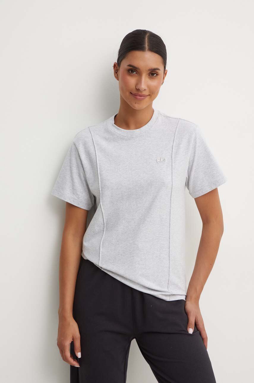 adidas Originals tricou Premium Essentials Tee femei, culoarea gri, IK5776