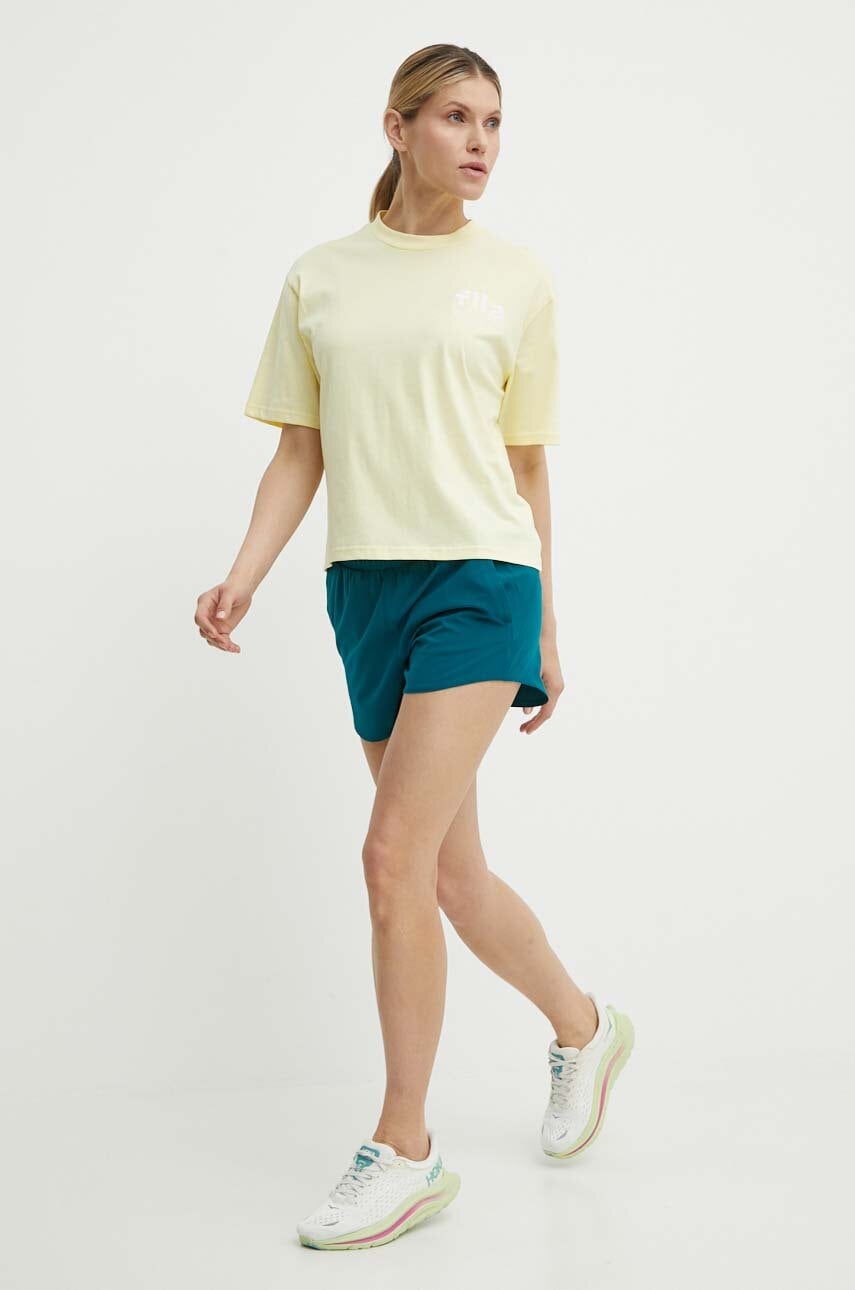 Βαμβακερό μπλουζάκι Fila Linyi γυναικείο, χρώμα: κίτρινο, FAW0764 φωτογραφία