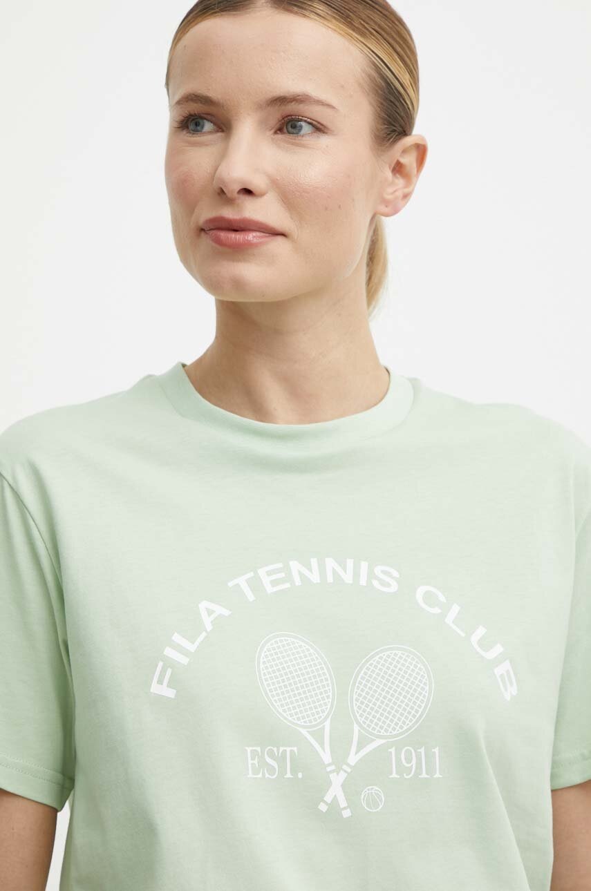 Βαμβακερό μπλουζάκι Fila Luanda γυναικείο, χρώμα: πράσινο, FAW0771 φωτογραφία