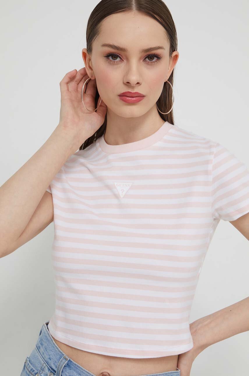 Levně Tričko Guess Originals růžová barva
