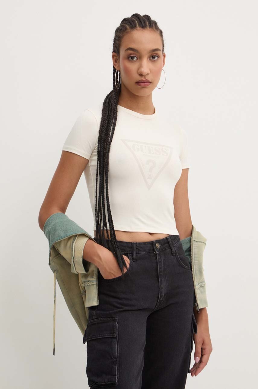 

Тениска Guess Originals в бежово, Бежов