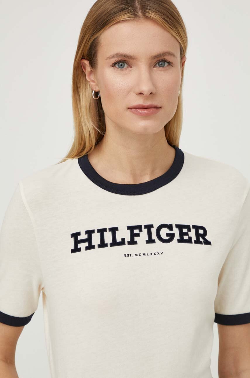 

Памучна тениска Tommy Hilfiger в бежово WW0WW41208, Бежов