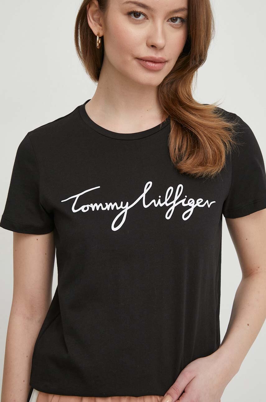 

Памучна тениска Tommy Hilfiger в черно WW0WW41674, Черен