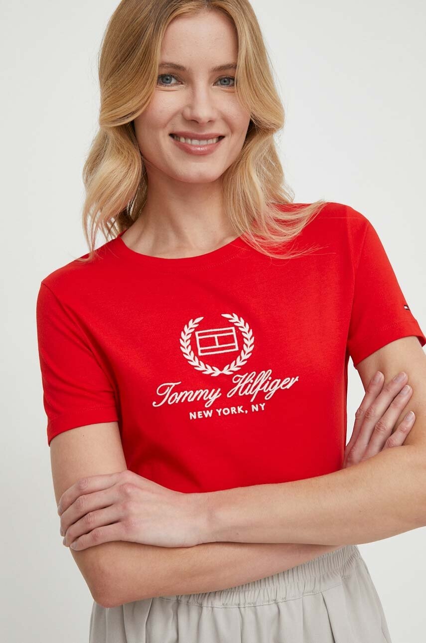 

Памучна тениска Tommy Hilfiger в червено WW0WW41761, Червен