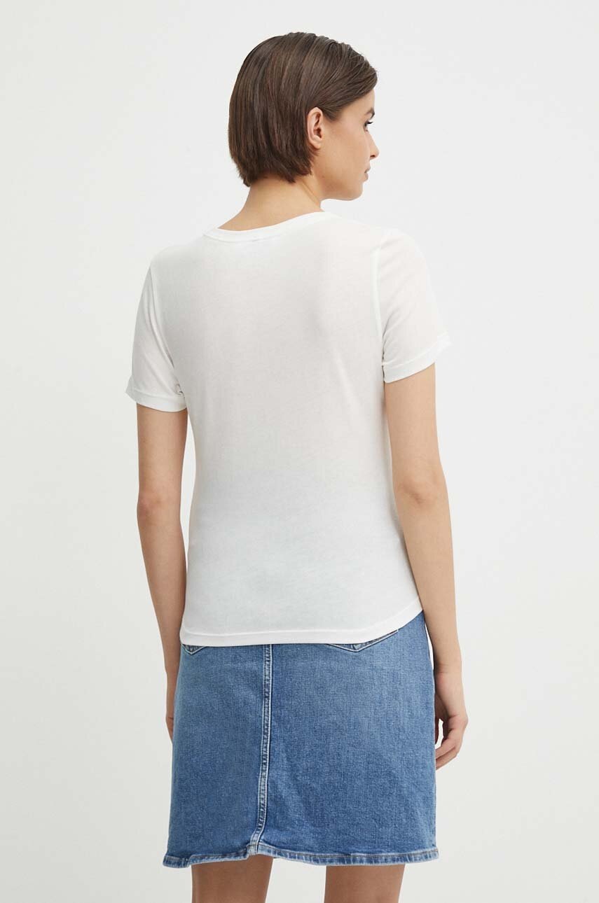 Βαμβακερό μπλουζάκι Tommy Hilfiger γυναικεία, χρώμα: μπεζ φωτογραφία