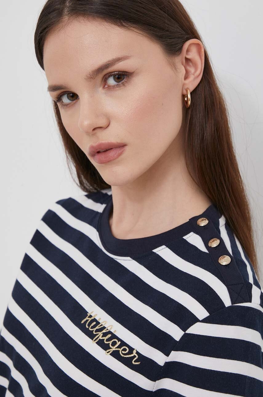 

Памучна тениска Tommy Hilfiger в тъмносиньо WW0WW41211, Тъмносин