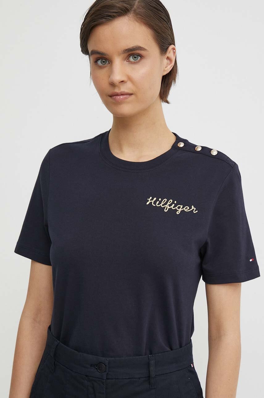 

Памучна тениска Tommy Hilfiger в тъмносиньо WW0WW41211, Тъмносин