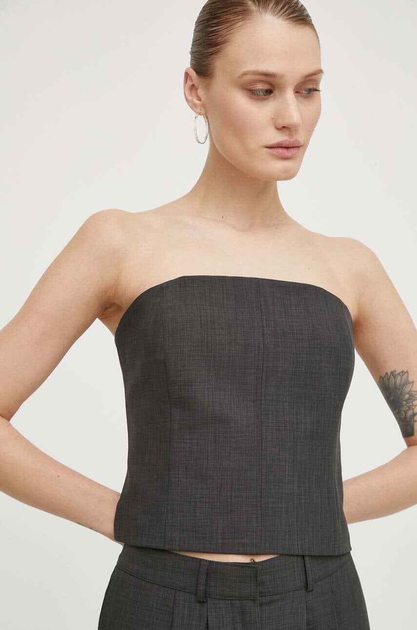 Herskind corset femei, culoarea gri, cold shoulder Herskind corset femei, culoarea gri, cold shoulder