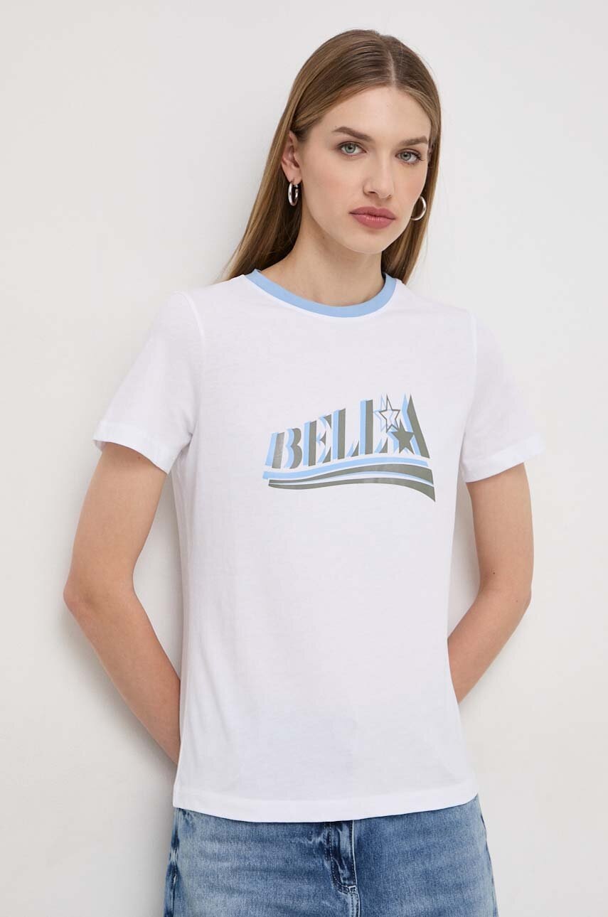 Marella tricou din bumbac femei, culoarea alb 2413970000000