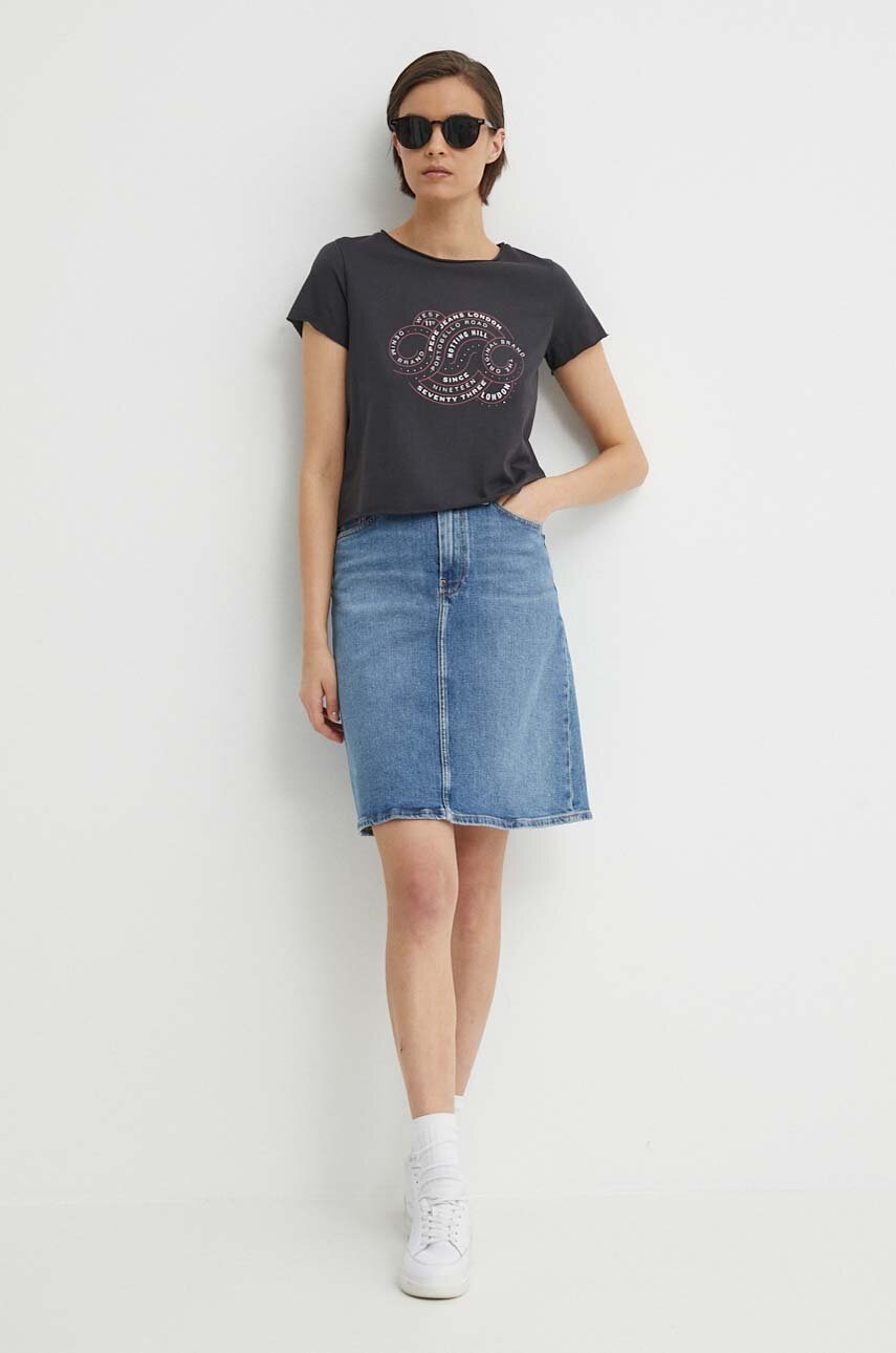 Βαμβακερό μπλουζάκι Pepe Jeans KENNA KENNA γυναικείο, χρώμα: γκρι, PL505857 PL505857 φωτογραφία