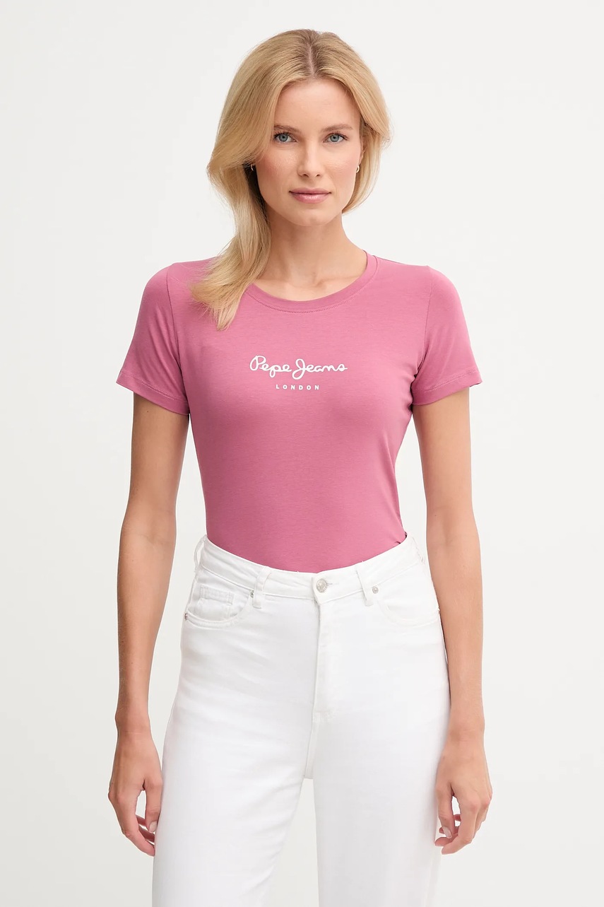 Levně Tričko Pepe Jeans NEW VIRGINIA SS N dámské, růžová barva, PL505202