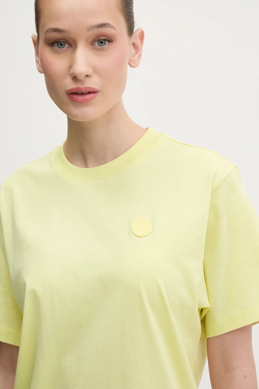 Hugo Blue tricou din bumbac femei, culoarea galben, 50518139