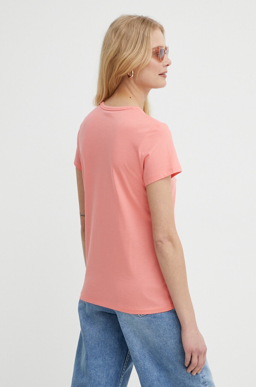 Βαμβακερό μπλουζάκι BOSS γυναικεία, χρώμα: μοβ φωτογραφία