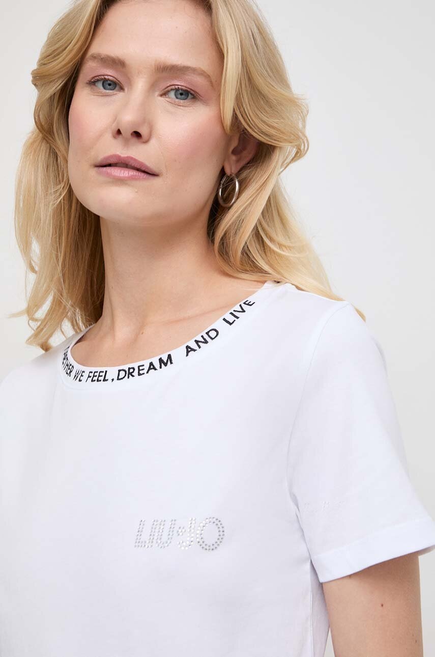

Памучна тениска Liu Jo в бяло, Бял