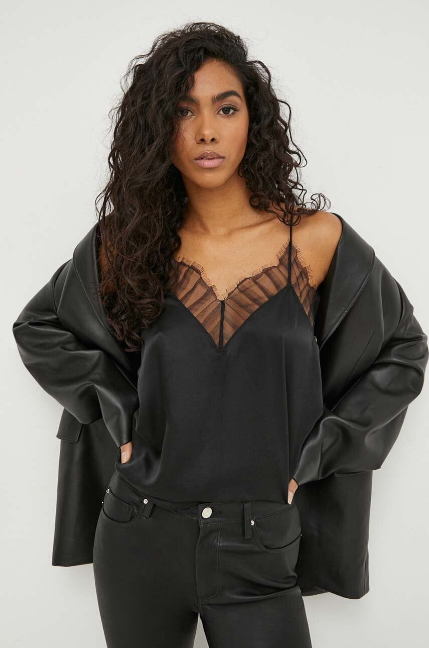 IRO top de mătase culoarea negru IRO top de mătase culoarea negru