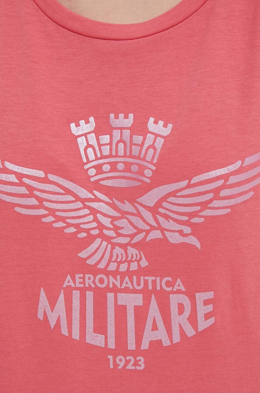 Βαμβακερό μπλουζάκι Aeronautica Militare γυναικεία, χρώμα: ροζ TS2247DJ638 φωτογραφία