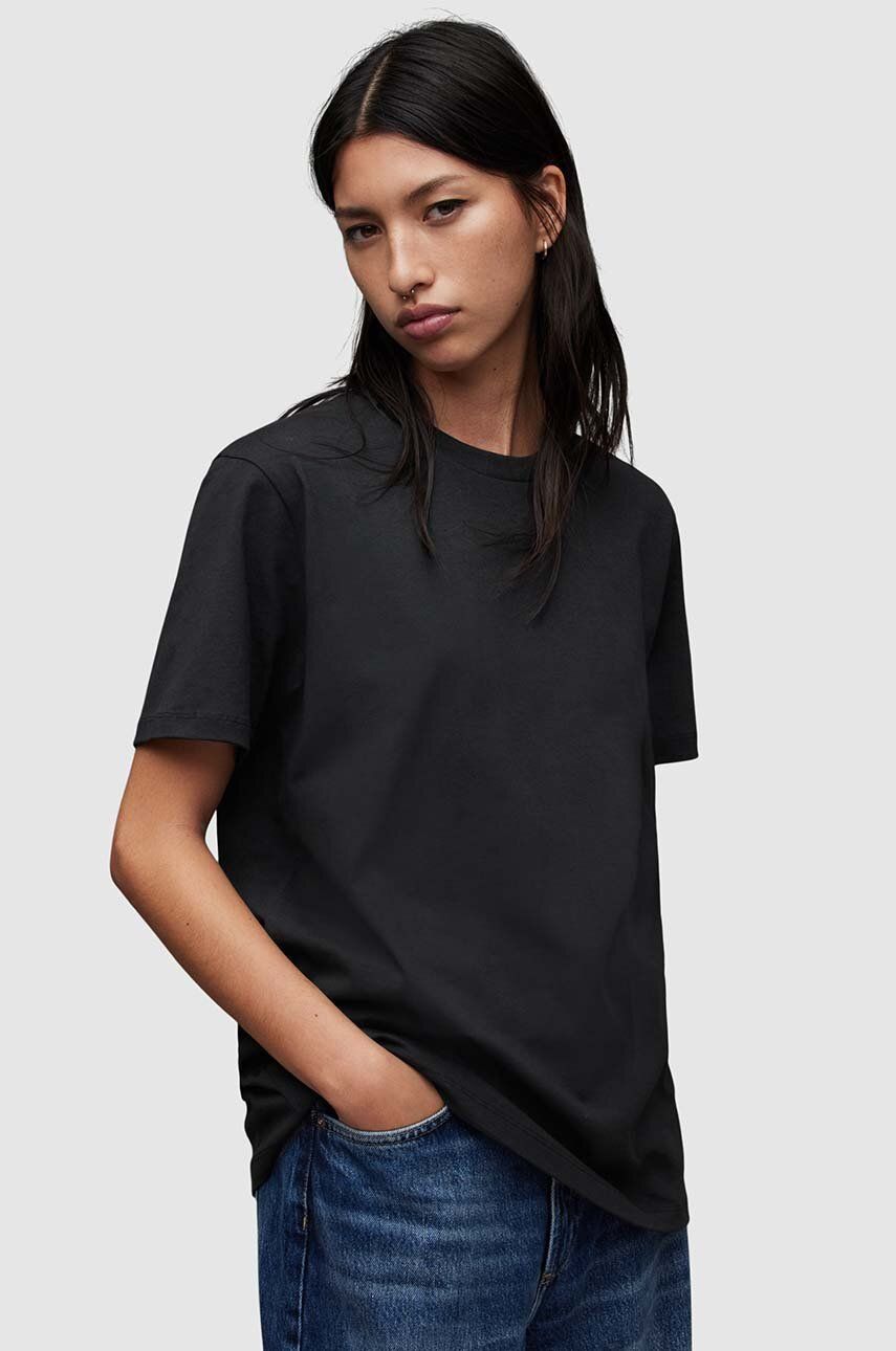 AllSaints tricou din bumbac Downtown femei, culoarea negru
