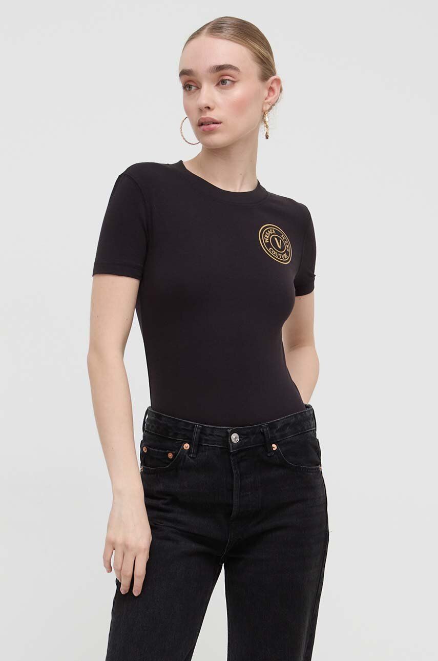 Tričko Versace Jeans Couture dámsky, čierna farba