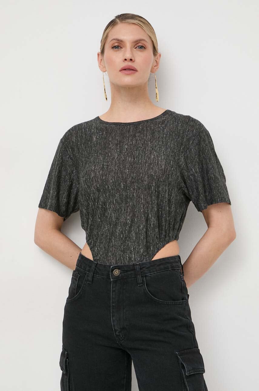 Levně Lněné body Pinko šedá barva, 103440.A1U9
