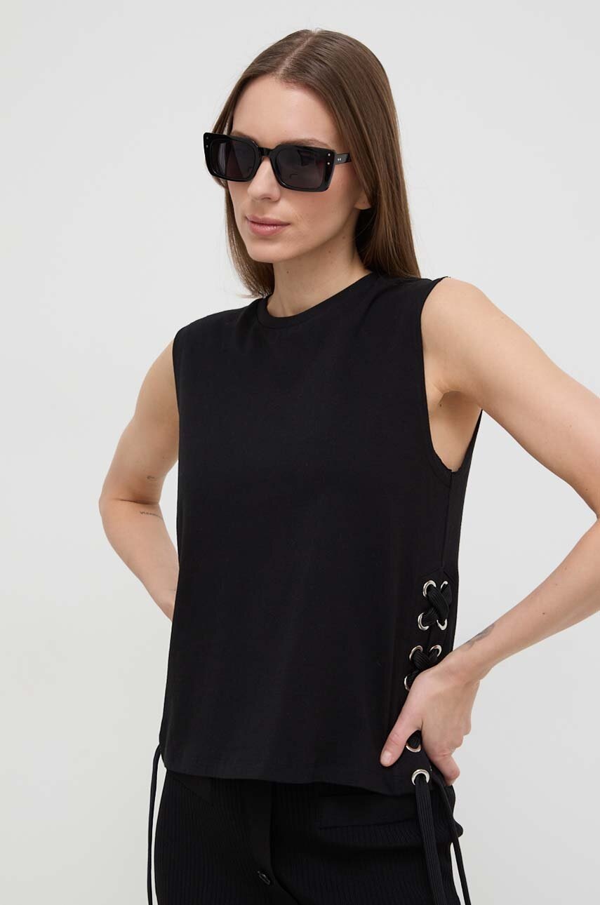 Βαμβακερό τοπ Pinko χρώμα: μαύρο φωτογραφία